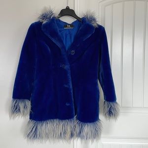 Royal blue super cute furry coat super stylish and bold.